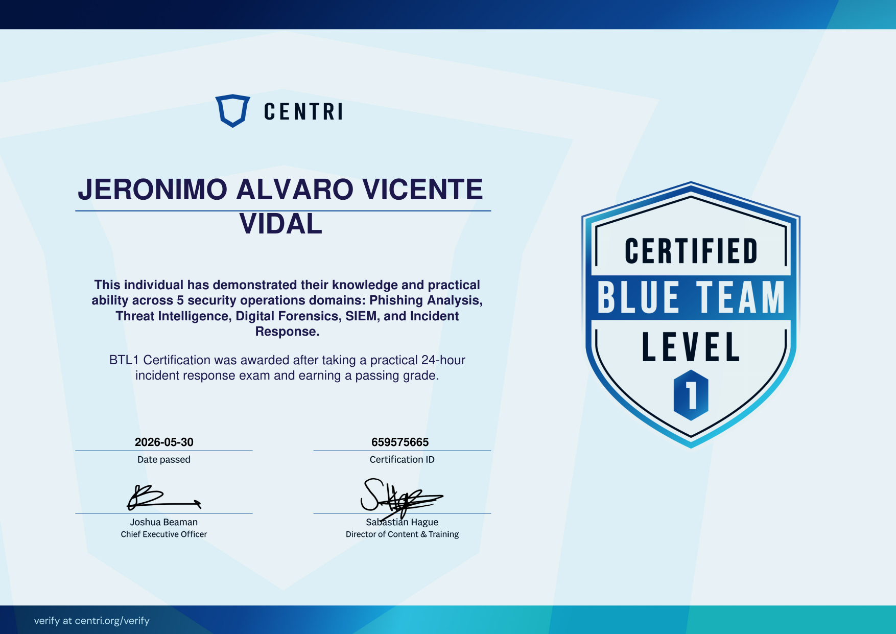 BTL1 certificate